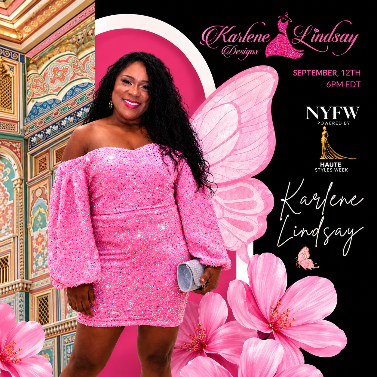 Glamorous Pink — NYFW — supplied New York Fashion Week designer flyer
