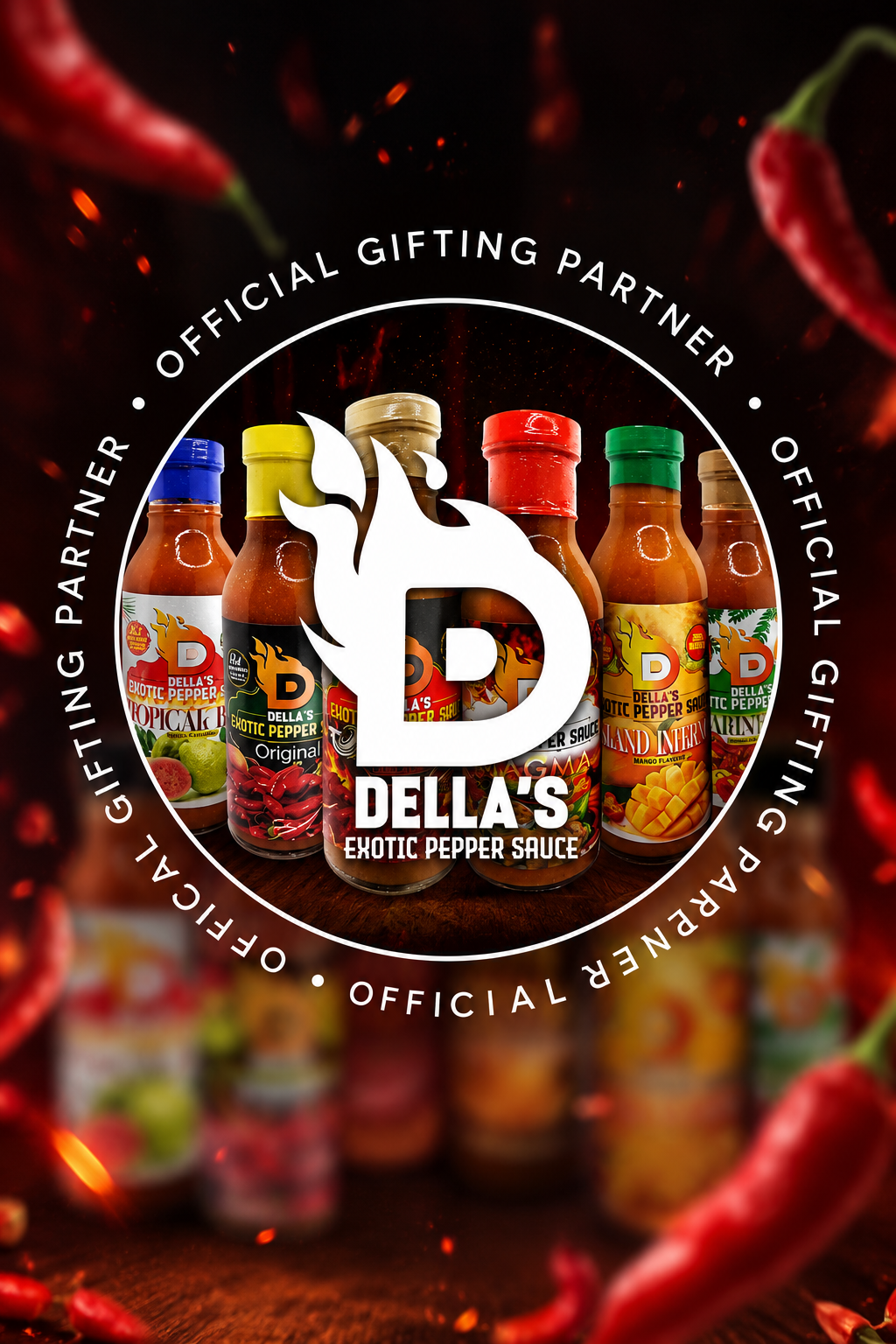 Della’s Exotic Pepper Sauce official gifting partner artwork.